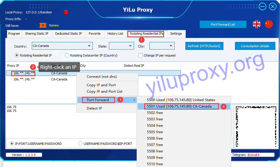 rotating residential ip multi port forwarding