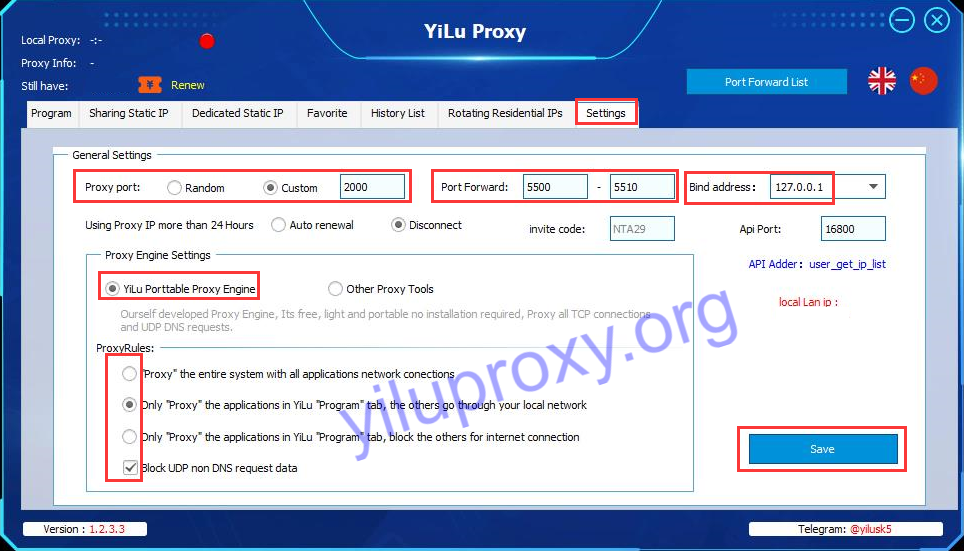 yiluproxy setting