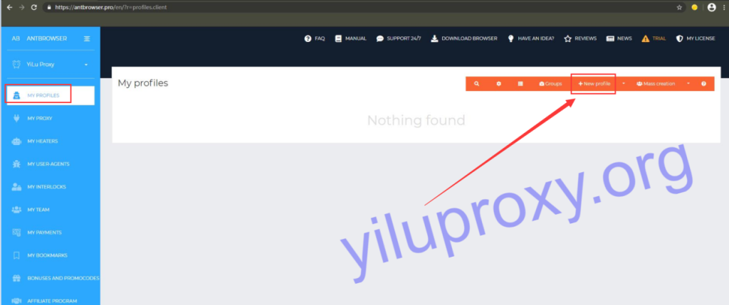 create new profile