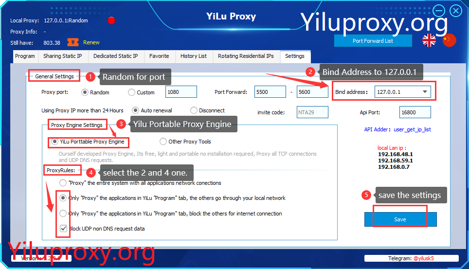 yiluproxy setting