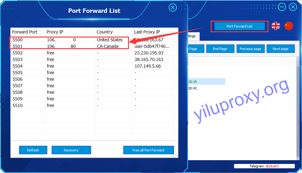 port forward list check