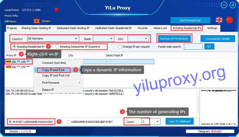 copy dynamic ip info in yiluproxy
