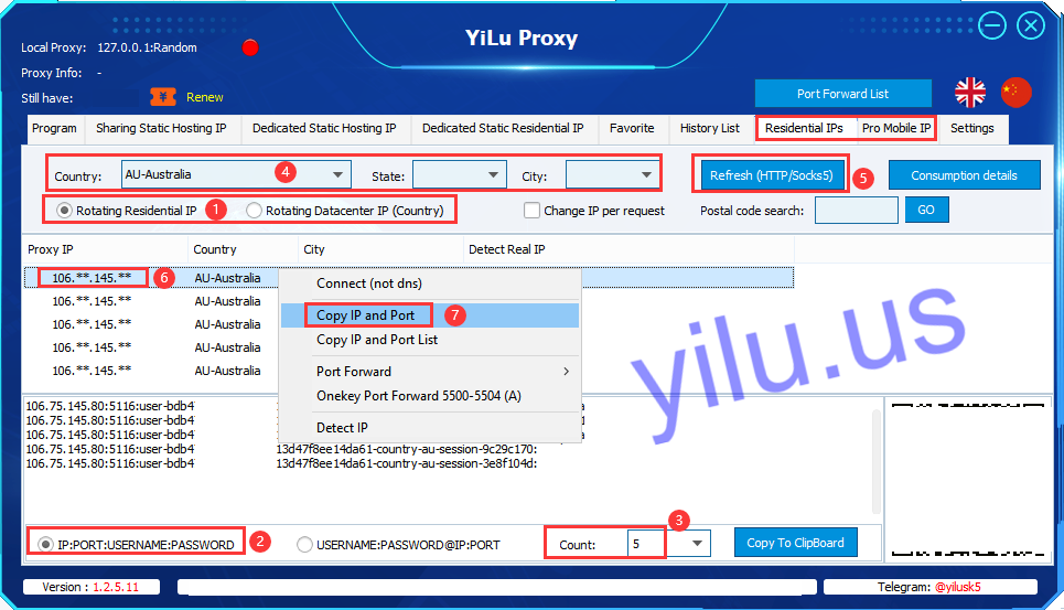 bp proxy switcher yilu copy ip port 9