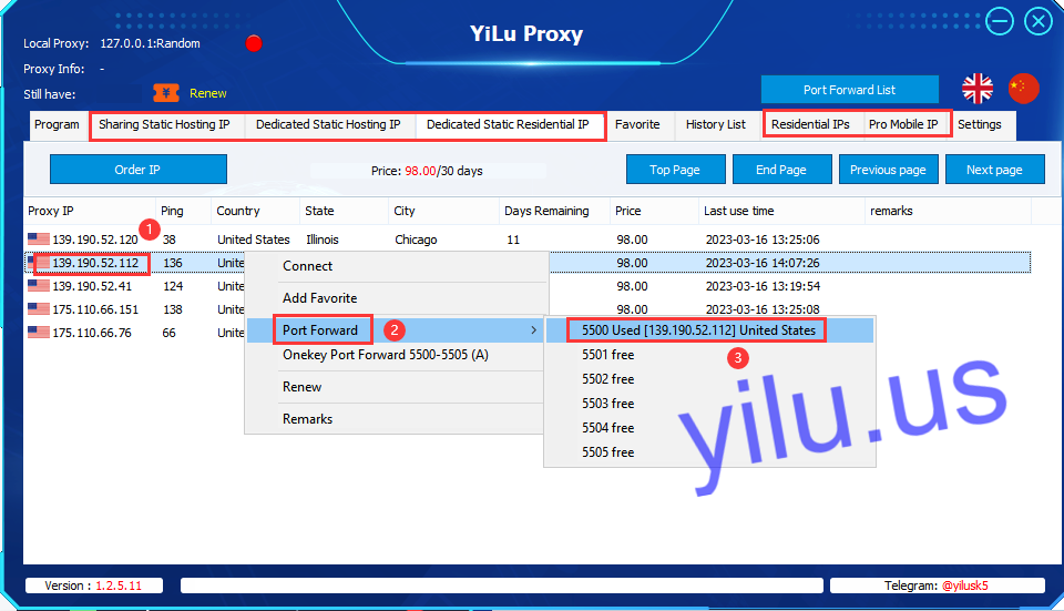 bp proxy switcher yilu port forwarding 8