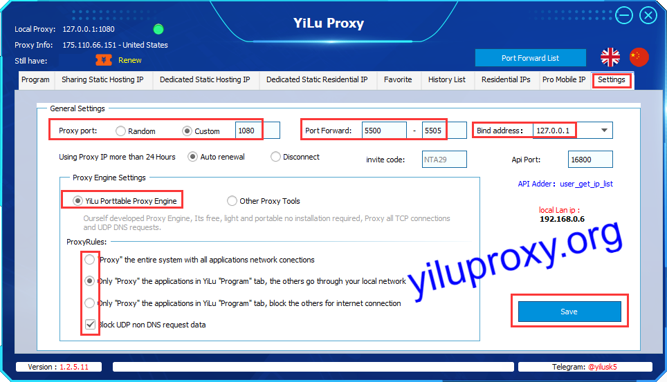 simple proxy yiluproxy setting