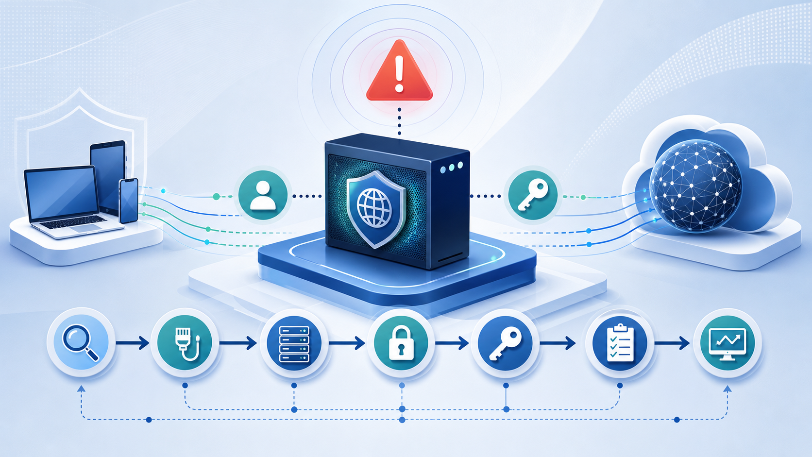 Proxy authentication troubleshooting workflow with secure gateway and credential checks