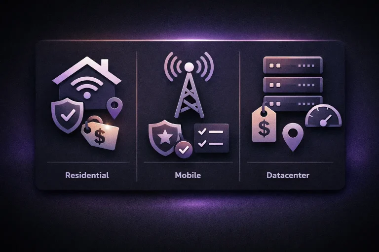 Buyer-focused Twitch proxy comparison with residential, mobile, and datacenter options