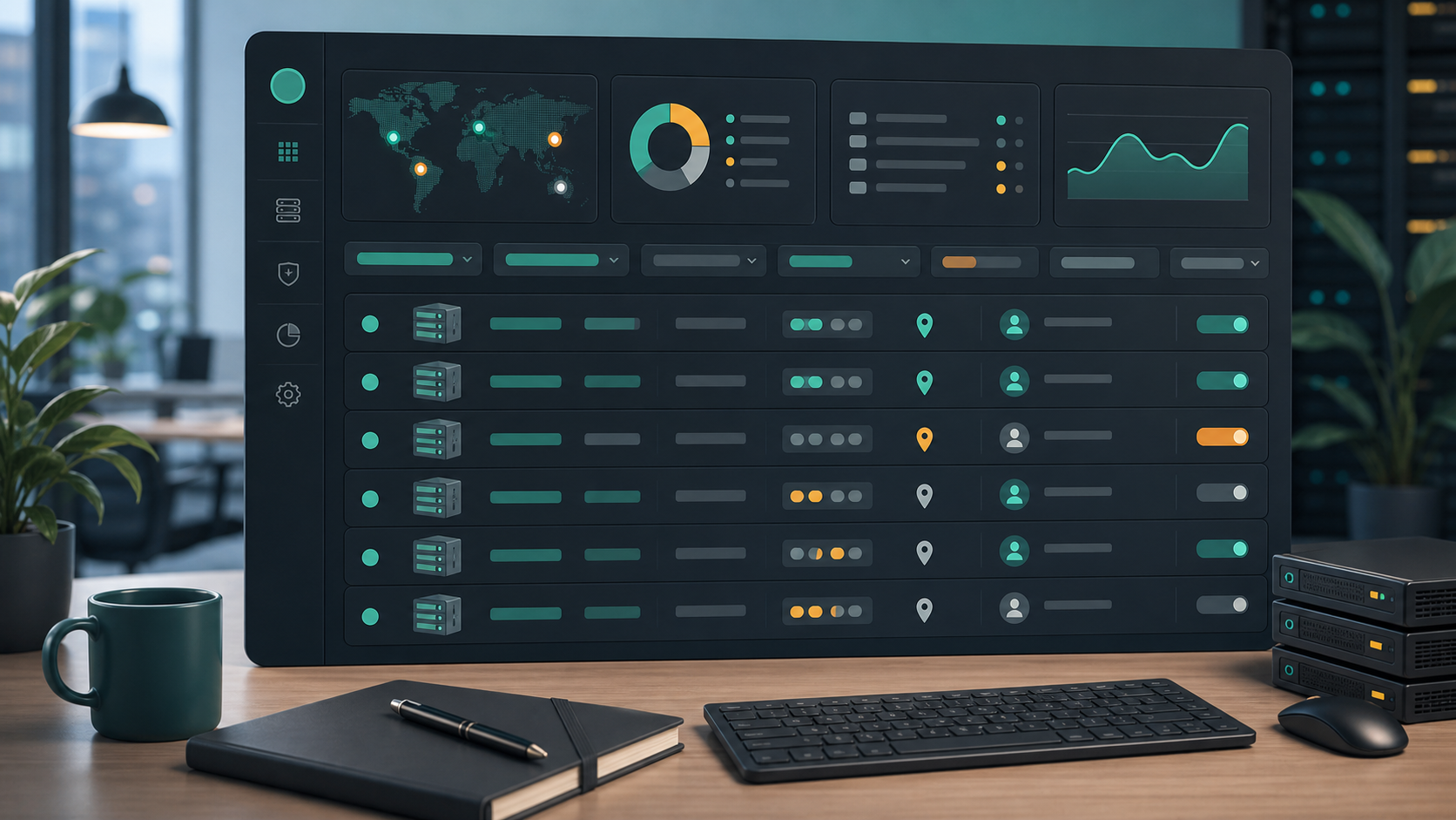 Proxy credential inventory dashboard with protocol, region, owner, and connection status checks