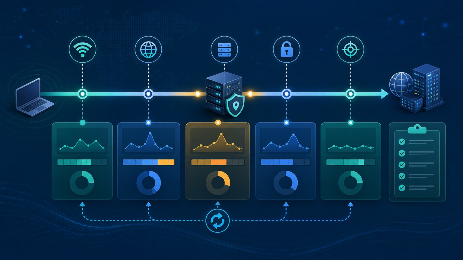 Proxy latency spike troubleshooting timeline separating DNS lookup, connect time, handshake, target response, and retest records